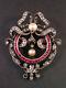 Superb Brooch Pendant Antique Solid Silver 18k Gold Diamonds, Rubies And Pearls