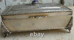Superb Old And Big Sapphire Silver Box Cabochon 350 Grs