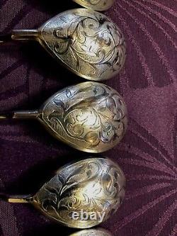 Superb, Old And Lourdes Spoons In Solid Silver Russia Year 1844 And 1846