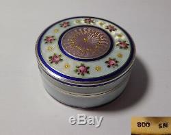 Superb Old Box Enameled Solid Silver And Vermeil