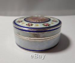 Superb Old Box Enameled Solid Silver And Vermeil