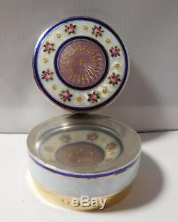 Superb Old Box Enameled Solid Silver And Vermeil