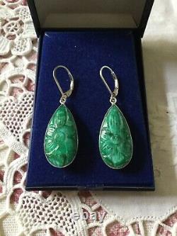 Superb Old Emerald Sculpted Emerald Buckets, Massive Silver, See