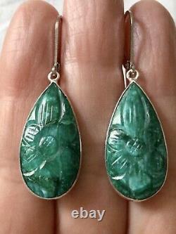 Superb Old Emerald Sculpted Emerald Buckets, Massive Silver, See