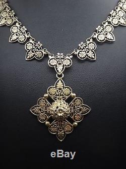 Superb Old Necklace In Sterling Silver Vermeil Maltese Cross Nineteenth Empire Style