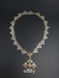 Superb Old Necklace In Sterling Silver Vermeil Maltese Cross Nineteenth Empire Style