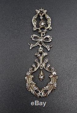 Superb Old Pendant In Sterling Silver And Gold Diamonds Rose Nineteenth