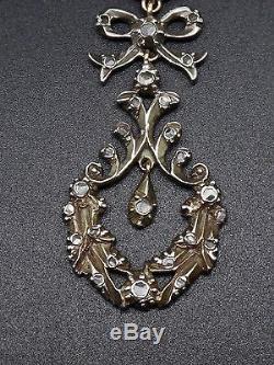 Superb Old Pendant In Sterling Silver And Gold Diamonds Rose Nineteenth