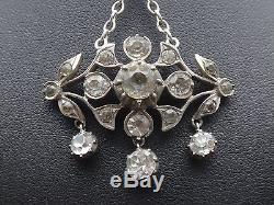 Superb Old Sterling Silver Pendant And Rhinestones Lavallière XIX