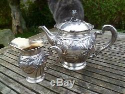 Superb Old Teapot In Sterling Silver 800 Hst Art Nouveau And His Pot A Milk