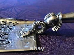 Superb, Rare And Ancient, Fish Pelle, In Solid Silver With Dauphin Decor