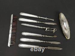 Superb Set of Solid Silver Minerve Manicure Tools, Antique 19th Century