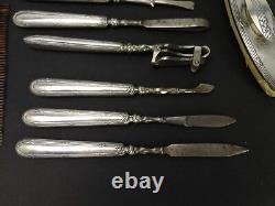 Superb Set of Solid Silver Minerve Manicure Tools, Antique 19th Century