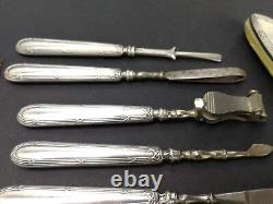 Superb Set of Solid Silver Minerve Manicure Tools, Antique 19th Century