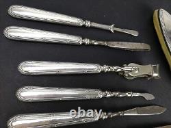 Superb Set of Solid Silver Minerve Manicure Tools, Antique 19th Century