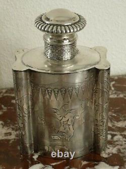 Superb Very Rare Old Solid Silver Tea Box Chinese Decor 19th