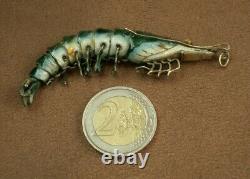 Superb Vintage Solid Silver Enameled Shrimp Pendant