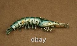 Superb Vintage Solid Silver Enameled Shrimp Pendant