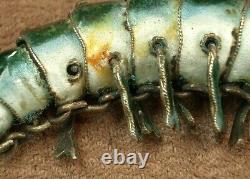 Superb Vintage Solid Silver Enameled Shrimp Pendant