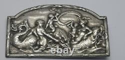 Superb antique solid silver brooch with an ancient bas-relief scene of Poseidon, 19th century.