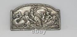 Superb antique solid silver brooch with an ancient bas-relief scene of Poseidon, 19th century.