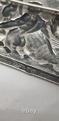 Superb antique solid silver brooch with an ancient bas-relief scene of Poseidon, 19th century.