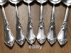 Superb rare 6 antique small Art Nouveau silver spoons Kaltenbach