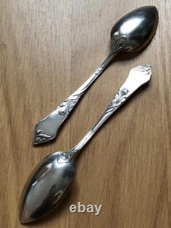Superb rare 6 antique small Art Nouveau silver spoons Kaltenbach