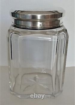 Translate this title in English: 'OLD solid silver biscuit jar Minerva and Crystal 1816gr excellent condition'