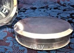 Translate this title in English: 'OLD solid silver biscuit jar Minerva and Crystal 1816gr excellent condition'