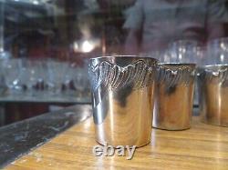 Translation: 6 antique solid silver cups with Minerve hallmark, Louis XV style, from the 1900s