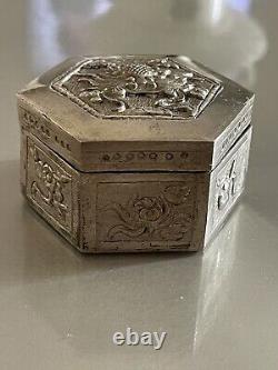 Translation: Ancient Chinese Repoussé Solid Silver Dragon Box