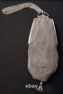 Translation: Ancient Solid Silver Mesh Evening Handbag Ball Purse