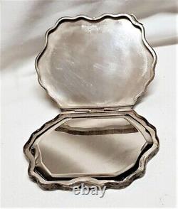 Translation: Ancient Solid Silver Powder Compact with Chiseled Foliage Design # J9