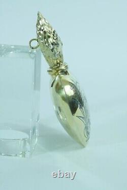 Translation: Ancient large heart of Mary bottle 19th century solid silver vermeil rare.