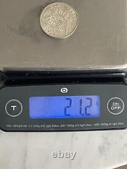 Translation: Ancient solid silver coin two Gulden 1845 Ludwig I Germany