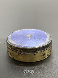 Translation: Antique Round Box in Solid Silver Vermeil Minerva Hallmark Enameled Mo P Fort