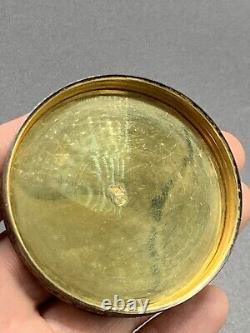 Translation: Antique Round Box in Solid Silver Vermeil Minerva Hallmark Enameled Mo P Fort