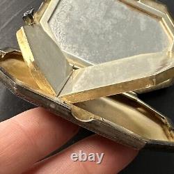 Translation: Antique Solid Silver Pendant Art Nouveau Charm Deco Powder Compact Mirror
