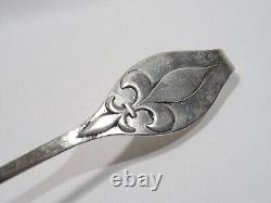Translation: Antique Solid Silver Serving Spoon XVIII Century Crown Fleur-de-Lis Coat of Arms