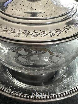 Translation: Antique rare solid silver and crystal jam cabinet, 19th century, Massat Brothers silversmith