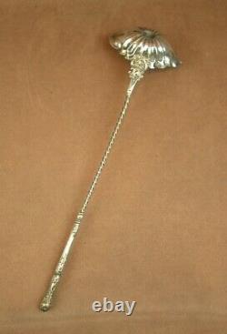 Translation: BEAUTIFUL LARGE PUNCH LADLE IN SOLID SILVER WITH MINERVA HALLMARK 19th CENTURY