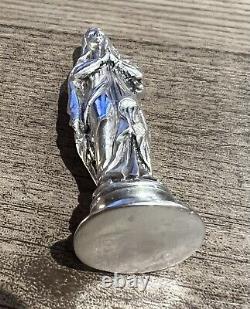Translation: Rare antique solid silver seal stamp of the Holy Virgin Mary