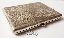 Transmission Cigarette Case Engraved Solid Silver Around 1920 Old Silver Box 100g