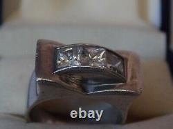 Très Jolie Tank Ring Silver Massif Ancienne Poincon Minerve