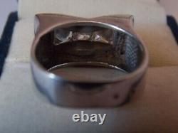 Très Jolie Tank Ring Silver Massif Ancienne Poincon Minerve