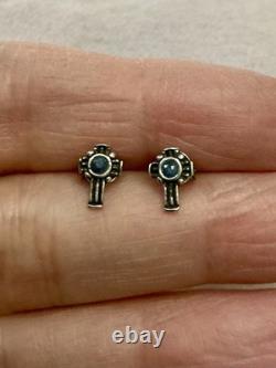 True Cross Sapphire, Solid Silver, Beautiful Antique Earrings