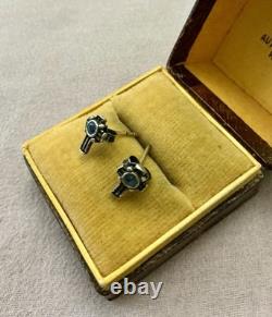 True Cross Sapphire, Solid Silver, Beautiful Antique Earrings
