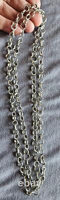 Tunisia Antique long silver chain with rings L= 105 cm P = 57 gr