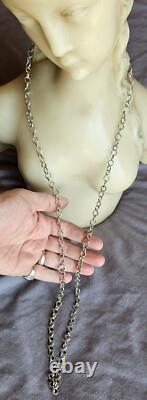 Tunisia Antique long silver chain with rings L= 105 cm P = 57 gr